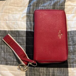 Xl xxl Kate spade travel clutch wallet passport holder guc red